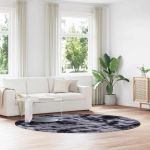 Covor shaggy cu grămadă mare gri închis 240x240 cm poliester GartenMobel Dekor