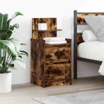 Noptiere cu 2 sertare 2 buc Stejar afumat 38x34x80 cm GartenMobel Dekor