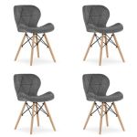 Set 4 scaune stil scandinav, Artool, Lago Velvet, catifea, lemn, gri, 47x36x73.5 cm GartenVIP DiyLine