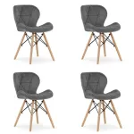Set 4 scaune stil scandinav, Artool, Lago Velvet, catifea, lemn, gri, 47x36x73.5 cm GartenVIP DiyLine