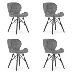 Set 4 scaune stil scandinav, Artool, Lago Velvet, catifea, lemn, gri si negru, 47x36x73.5 cm GartenVIP DiyLine