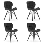 Set 4 scaune stil scandinav, Artool, Lago Velvet, catifea, lemn, negru, picioare negre 47x36x73.5 cm GartenVIP DiyLine