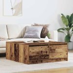 Masuta de cafea cu sertare din lemn vechi 100x100x40 cm GartenMobel Dekor