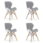 Set 4 scaune stil scandinav, Artool, Lago, piele ecologica, lemn, gri si alb, 47x52x73 cm GartenVIP DiyLine
