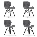 Set 4 scaune stil scandinav, Artool, Lago, piele ecologica, lemn, gri si negru, 47.5x36x74 cm GartenVIP DiyLine
