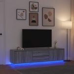 Dulap TV cu lumini LED Gri Sonoma 193,5x41x50 cm GartenMobel Dekor