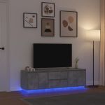 Dulap TV cu lumini LED Gri beton 160,5x41x50 cm GartenMobel Dekor