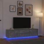 Dulap TV cu lumini LED Gri beton 193,5x41x50 cm GartenMobel Dekor