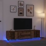 Dulap TV cu lumini LED Lemn vechi 193,5x41x50 cm GartenMobel Dekor