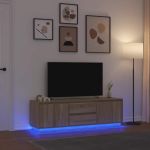Dulap TV cu lumini LED Stejar Sonoma 160,5x41x50 cm GartenMobel Dekor