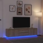 Dulap TV cu lumini LED Stejar Sonoma 193,5x41x50 cm GartenMobel Dekor