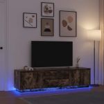 Dulap TV cu lumini LED Stejar afumat 193,5x41x50 cm GartenMobel Dekor