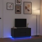 Dulap TV cu lumini LED Stejar negru 100x41x50 cm GartenMobel Dekor