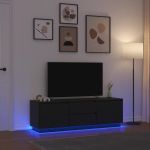 Dulap TV cu lumini LED Stejar negru 160,5x41x50 cm GartenMobel Dekor