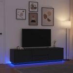 Dulap TV cu lumini LED Stejar negru 193,5x41x50 cm GartenMobel Dekor