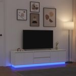 Dulap TV cu lumini LED alb 193,5x41x50 cm GartenMobel Dekor