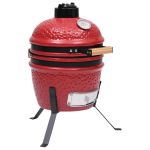 Grătar cu afumătoare 2-în-1 Kamado, roșu, 56 cm, ceramică GartenMobel Dekor