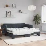 Pat de zi cu extensie, gri închis, 90x190 cm, catifea GartenMobel Dekor