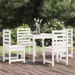 Set de dining pentru grădină, 5 piese, alb, lemn masiv de pin GartenMobel Dekor
