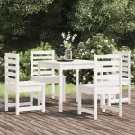 Set de dining pentru grădină, 5 piese, alb, lemn masiv de pin GartenMobel Dekor