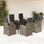 Set mobilier de grădină cu perne, 7 piese, gri, poliratan GartenMobel Dekor