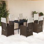 Set mobilier de grădină cu perne, 7 piese, maro, poliratan GartenMobel Dekor
