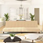 Canapea extensibilă cu 2 locuri, crem, catifea GartenMobel Dekor