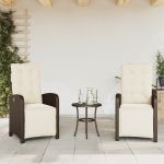 Scaun de grădină rabatabil cu suport picioare,2 buc., poliratan GartenMobel Dekor