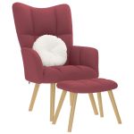 Scaun de relaxare cu taburet, roșu vin, textil GartenMobel Dekor