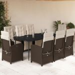 Set mobilier de grădină cu perne, 9 piese, maro, poliratan GartenMobel Dekor