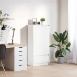 Dulap cu sertar alb 55,5x34x119,5 cm lemn de prelucrare GartenMobel Dekor