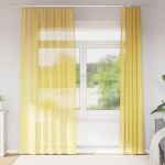 Perdele Voile cu Bucle 2 buc Galben 140x245 cm GartenMobel Dekor