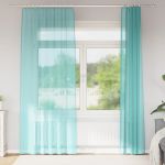 Perdele Voile cu Bucle 2 buc Turcoaz 140x225 cm GartenMobel Dekor