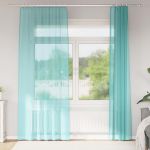 Perdele Voile cu Bucle 2 buc Turcoaz 140x245 cm GartenMobel Dekor