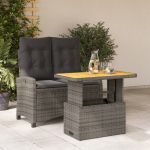 Set mobilier de grădină cu perne, 2 piese, gri, poliratan GartenMobel Dekor