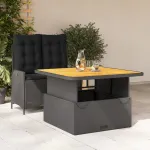 Set mobilier de grădină cu perne, 2 piese, negru, poliratan GartenMobel Dekor