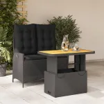 Set mobilier de grădină cu perne, 2 piese, negru, poliratan GartenMobel Dekor