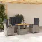 Set mobilier de grădină cu perne, 4 piese, gri, poliratan GartenMobel Dekor