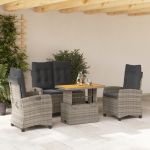 Set mobilier de grădină cu perne, 4 piese, gri, poliratan GartenMobel Dekor