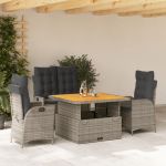 Set mobilier de grădină cu perne, 4 piese, gri, poliratan GartenMobel Dekor