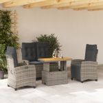 Set mobilier de grădină cu perne, 4 piese, gri, poliratan GartenMobel Dekor