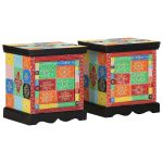 Noptiera 2 buc multicolor 40x35x45 cm lemn masiv de mango GartenMobel Dekor
