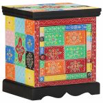 Noptiera multicolor 40x35x45 cm lemn masiv de mango GartenMobel Dekor