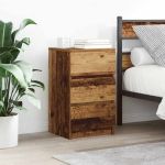 Noptiera cu 3 sertare din lemn vechi 39x35x65 cm GartenMobel Dekor
