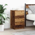 Noptiere cu 3 sertare 2 buc Lemn vechi 39x35x65 cm GartenMobel Dekor