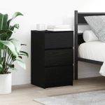 Noptiere cu 3 sertare 2 buc Negru 39x35x65 cm GartenMobel Dekor