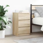Noptiere cu 3 sertare 2 buc Stejar Sonoma 39x35x65 cm GartenMobel Dekor