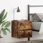 Noptiere montate pe perete 2 buc Stejar afumat 38x34x40 cm GartenMobel Dekor