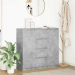 Bufetă cu sertare Gri beton 100,5x35x98,5 cm Lemn prelucrat GartenMobel Dekor