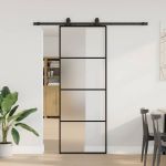 Ușă glisantă cu set de feronerie neagră 76x205 cm Sticlă ESG GartenMobel Dekor